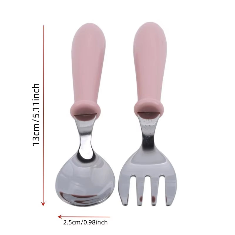 3Pcs Children Spoon Forks Box Kids Stainless Steel Kids Cutlery Portable Baby Feeding Utensils Baby Spoons Baby Tableware Set