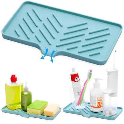 1 Pc Light Green Silicone Sink Tray for Dish Sponge Holder Silicone Soap Tray